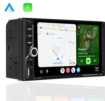 Boscer Autoradio 2Din Universeel - Apple Carplay & Android Auto (Draadloos) - 7 Inch HD IPS Touchscreen - USB, USB-C, SD & AUX - Bluetooth - Achteruitrijcamera