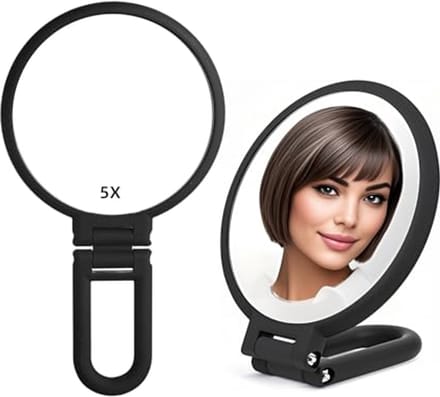 Handspiegel Draagbaar 1X 5X met Draaibaar Handvat voor Reizen en Make-up
