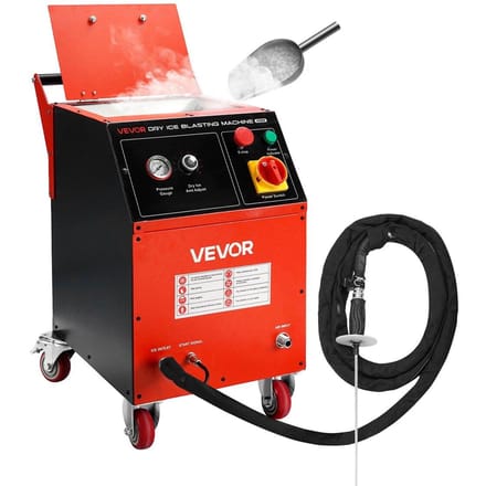 Machine de cryogénie par projection, 11LBS (5 kg) Machine de nettoyage cryogénique avec 4 buses, pression et quantité de glace carbonique réglables, nettoyeur blaster mobile