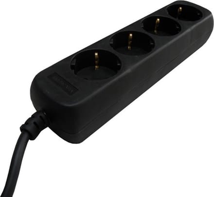 4-voudige Stekkerdoos zwart 1.5 meter