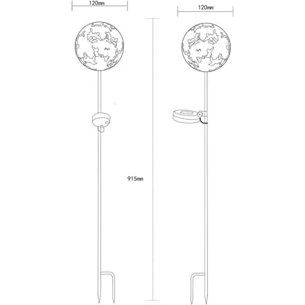 Globo LED grondspies lamp 36747, bol, roestbruin, metaal