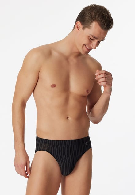 SCHIESSER Nachtschwarmer slip (1-pack) - heren supermini microvezelstof zwart gestreept