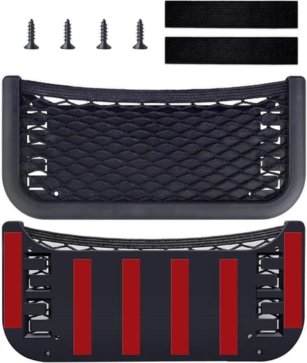 Famanu – Opbergnet achter stoel set van 2, elastisch mesh net met schroeven voor auto-interieur en kofferbak