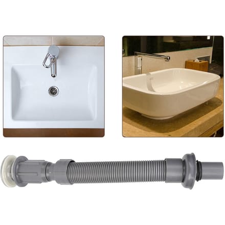Tuyau d'évacuation universel pour lavabo de salle de bain, siphon en S, tuyau d'évacuation vertical, accessoires de plomberie gris