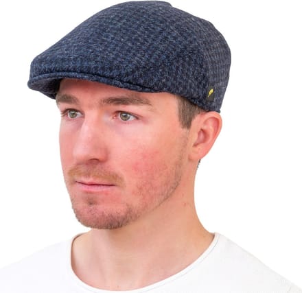 Hatman of Ireland The Dubliner 100% Pure New Wool Navy Geruit maat Medium (58cm)