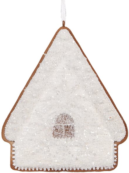 Clayre & Eef Kersthanger Gingerbread house 9x1x10 cm Wit Kunststof