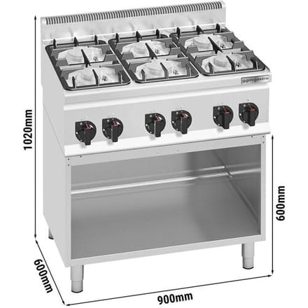 GGM Gastro Gasherd - 28,5 kW - 6 Brenner - inkl. Untergestell