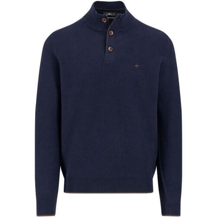 Fynch-Hatton Trui Troyer Button Allover Texture Navy / male