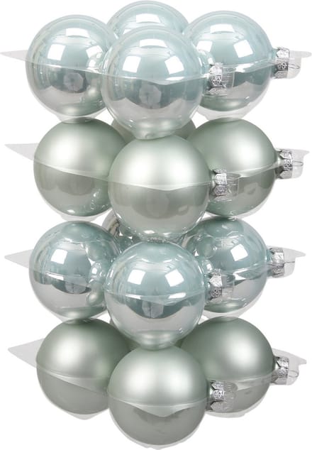 Othmar Decorations Kerstballen - 16x st - mintgroen - 8 cm - glas - mat/glans - kerstversiering