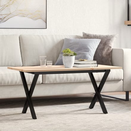 vidaXL - Salontafel - X-frame - 90x40x45 - cm - massief - grenenhout - en - staal