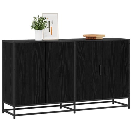 vidaXL - Dressoir - Zwart - eiken - 134 - x - 35 - x - 76 - cm - Bewerkt - hout