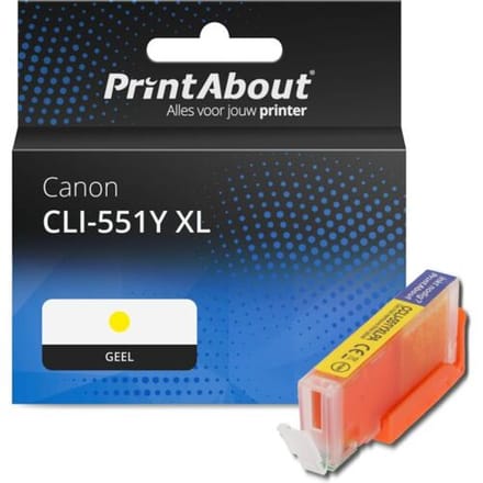 PrintAbout Inktcartridge CLI-551Y XL Geel Hoge capaciteit geschikt voor Canon