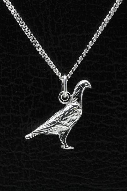Zilveren Duif ketting hanger - groot