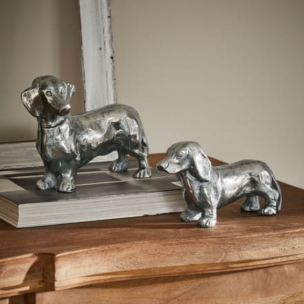 LOBERON Decoratieve hond set van 2 Calwen zilverkleurig