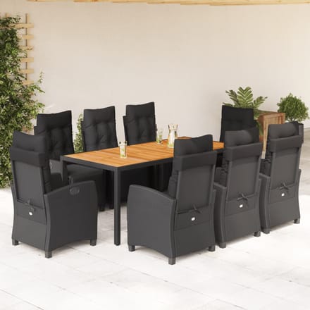 vidaXL - 9-delige - Tuinset - poly - rattan - zwart