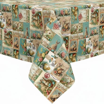 Protecttable - Tafelzeil Paas Patchwork Groen 140x250cm - Tafelkleed Afwasbaar - Kunststof