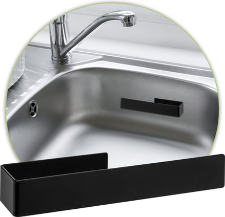 XIVADA Vaatdoekhouder Gootsteen - Zwart - Zelfklevend - Rvs - Gootsteen Organizer
