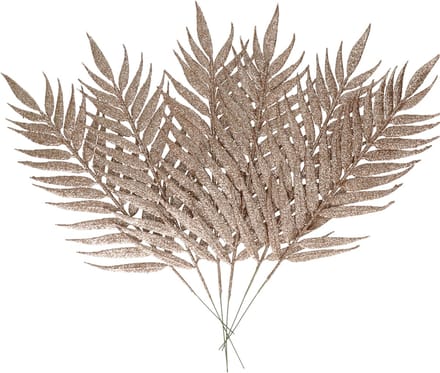 Othmar Decorations Kerstdecoratie insteek bladeren - 6x stuks - champagne - 29 cm - takjes