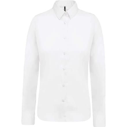 Kariban Damesblouse in popeline met lange mouwen K510 - White - L