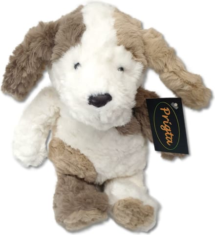 Prigta - Knuffeldier - Knuffel hond - wit met bruin - 25 cm - Pluche / baby cadeau