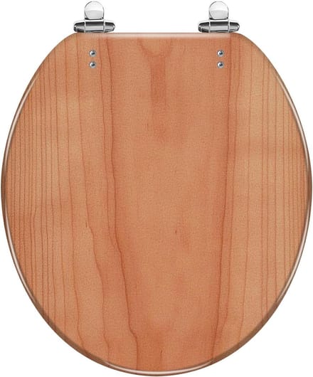 Toiletbril Rond - Zachte Sluiting - Badkamer Vernieuwen - Quick Release - 41.9 cm Lengte - Hout Textuur