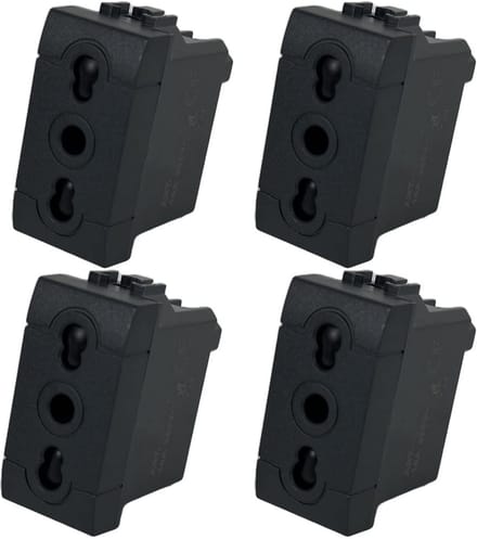 4 Stuks Dubbele Stopcontact Zwart 16A Universeel Compatibel Robuust en Veilig