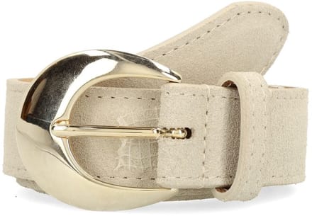 Manfield - Dames - Beige suède riem - Maat 095