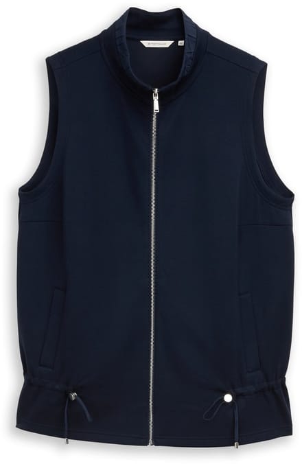 Tom Tailor - Plus Size - Scuba sweatvest met opstaande kraag - Maat 46 - sky captain blue
