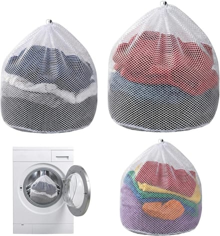 Set wasnetten - Kledingzakken - Beschermend wassen - Scheurvast polyester - 3 maten - Wit