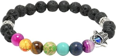 Fako Bijoux® - Buddha Armband - Reiki Hamsa - Lavasteen