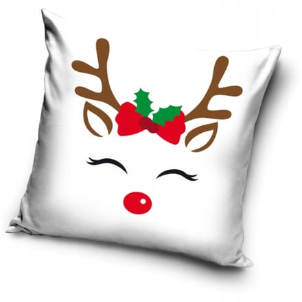 Kerstkussen met rendier Rudolf, 40x40 cm - Decoratief en zacht