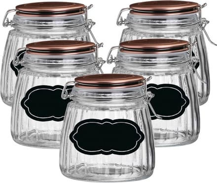 Weckpot/inmaakpot - 10x - 1L - glas - met beugelsluiting - incl. etiketten
