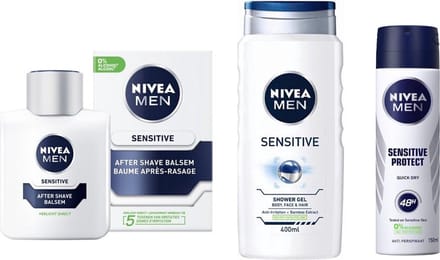 NIVEA Men - Set - Sensitive After Shave Balsem / Douchegel / Deo Spray