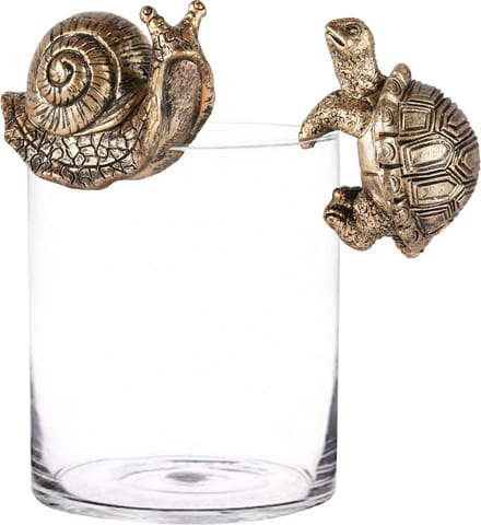 Dekoratief | Bloempothanger schildpad/slak, brons, resina, 8x6x6cm, set van 2 stuks | A250708