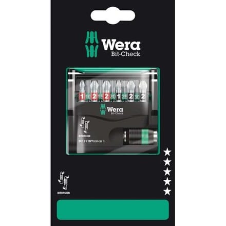 Wera Bit-Check 12 BiTorsion 1 SB 05136385001 Bitset 1/4 (6,3 mm) Incl. bithouder