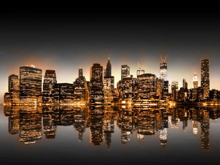 Fotobehang - New York en goud.