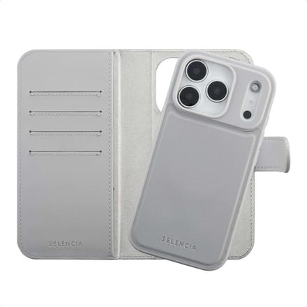 Accezz Hoesje - Geschikt voor Apple iPhone 18 Pro / 17 Pro - Edge Uitneembare Bookcase geschikt voor MagSafe - Grijs