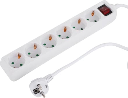 Q-Link stekkerdoos - 6-voudig - randaarde - met schakelaar - 3 x 1.5 mmÂ² - 1.5 m - wit