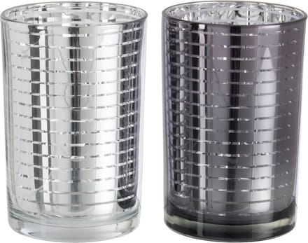 Windlicht | glas | zilver | 12x12x (h)18 cm