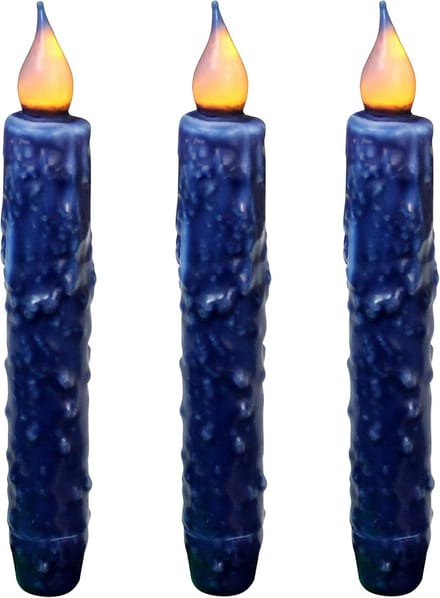 Echte Wax LED Taper Kaarsen met Timer, Vlamloze Decoratie, Marineblauw - 3 Stuks