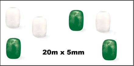 6x Cadeaulint groen en wit 20 meter x 5 mm - Eitje - kado lint verjaardag kerst sinterklaas feest