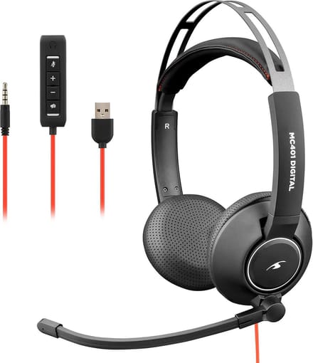 Stereo Headset met USB en 3.5mm Jack, Roterende Noise Cancelling Microfoon