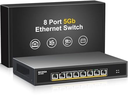 8-poorts 5 Gb Ethernet-switch met 5G Ethernet-poorten voor snelle netwerken
