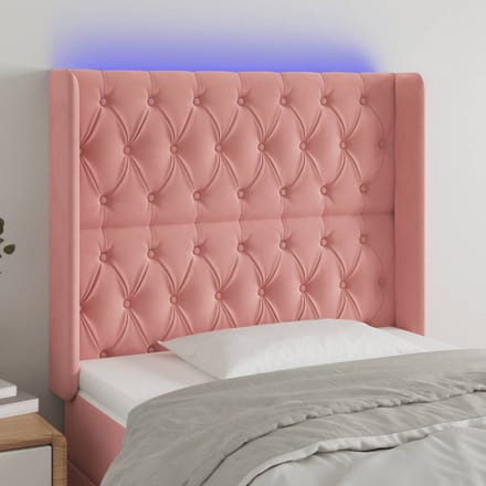 vidaXL - Hoofdbord - LED - 103x16x118/128 - cm - fluweel - roze