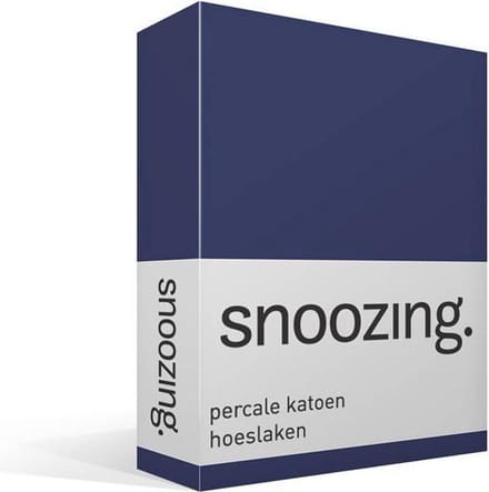 Snoozing - Hoeslaken - Lits-jumeaux - 160x220 cm - Percale katoen - Navy