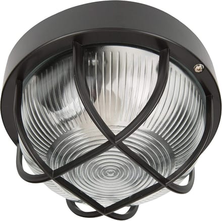 Ronde Buitenlamp met E27 Fitting – Zwart – Ideaal voor Buitenverlichting