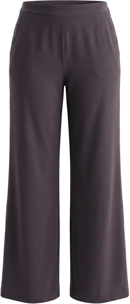 Ulla Popken - Dames - Pantalon wijde rechte pijp elastische tailleband - Mahonie - Maat 52