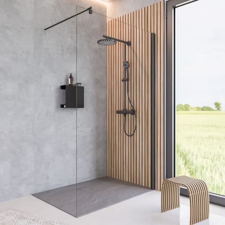 Schulte douchewand - inloopdouche - Style - 80x190cm - transparant glas - Antikalk - mat zwart profiel