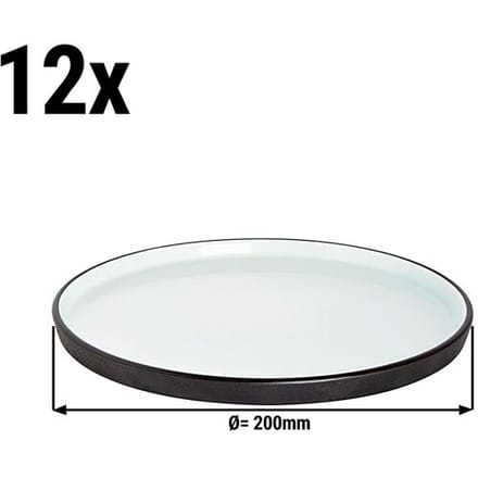 GGM Gastro (12 stuks) COSMIC - bord - vlak - rond - porselein - Ø200mm - zwart zwart;wit
