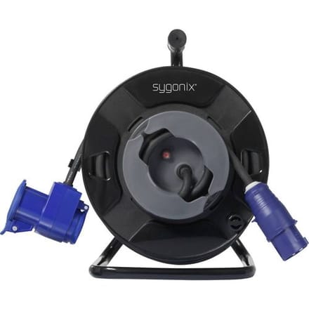 Sygonix SY-6684366 Kabelhaspel 25 m Zwart CEE-Cara-stekker